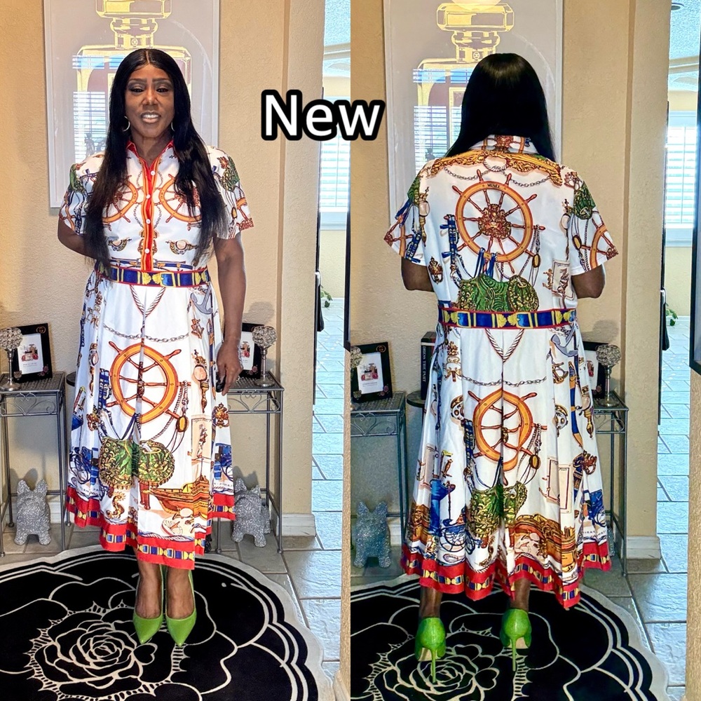 Colorful Nautical Print Midi Dress - Picture 15 of 16